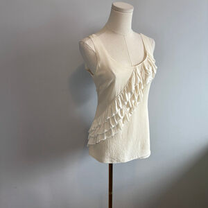 Banana Republic Women's Silk Ruffle Cream Camisole, SZ SM